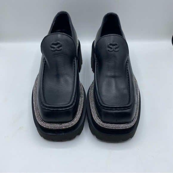 Sandro Black Loafers with Silver Accents NWT Size 36 US6 Leather - Picture 1 of 7
